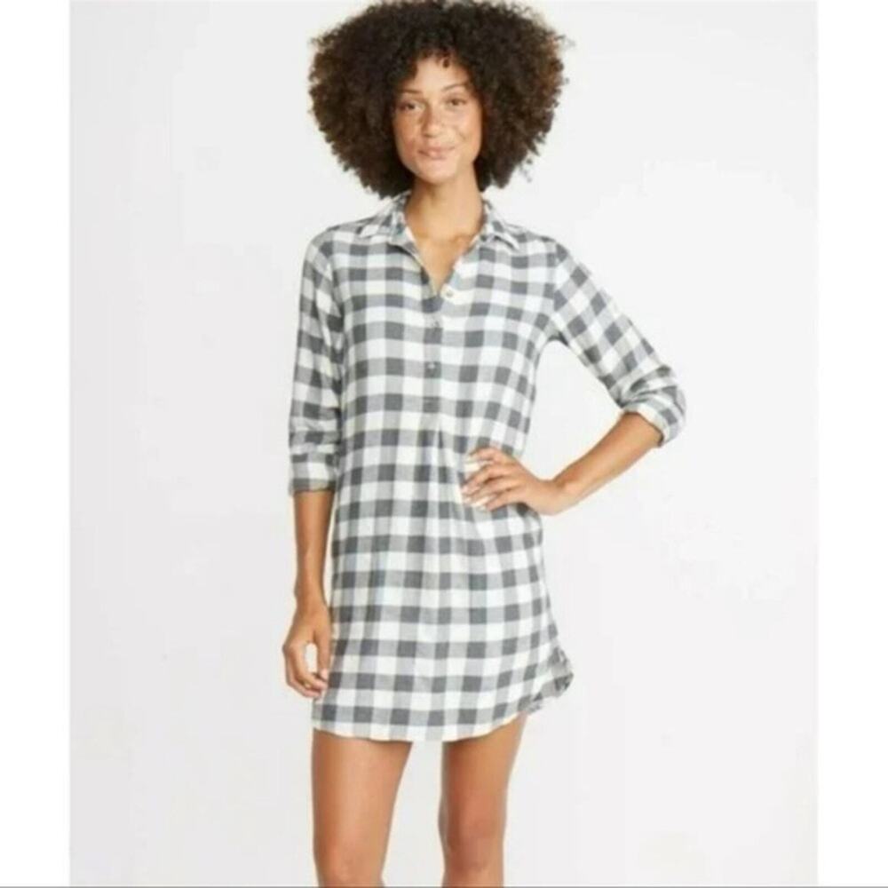 Marine Layer Buffalo Check Plaid Effie Popover Flannel Dress Size Small